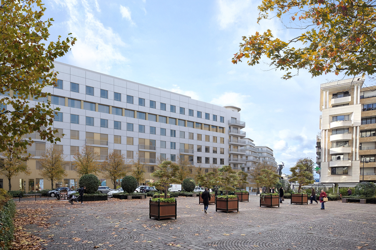 Façade, Rueil-Malmaison, Place de l’Europe, HGA – Hubert Godet Architectes
