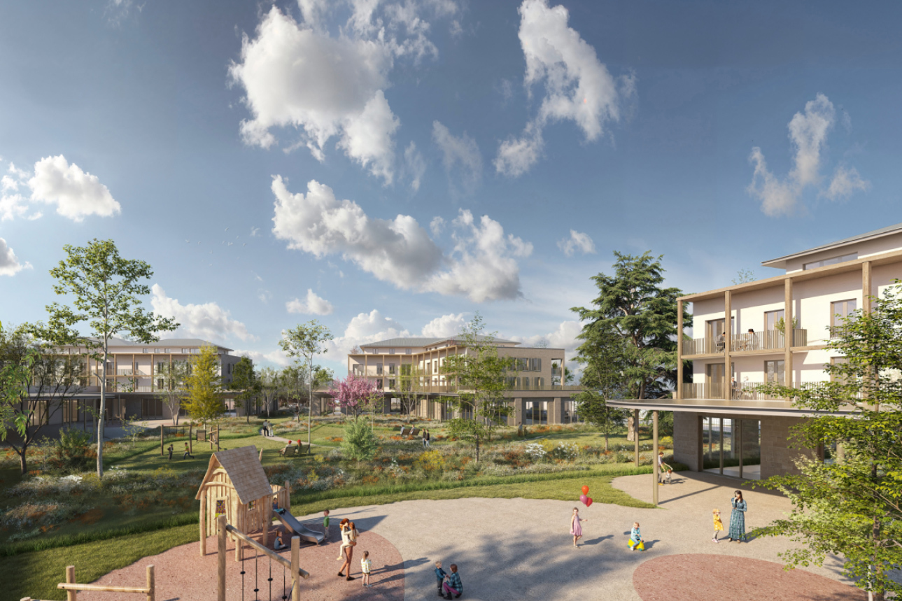 Architecture, Soisy-sous-Montmorency, architecturecontemporaine, logements, béton, toit terrasse, espace central, jardin, crèche, halte-garderie, Demathieu Bard Immobilier,
HGA – Hubert Godet Architectes